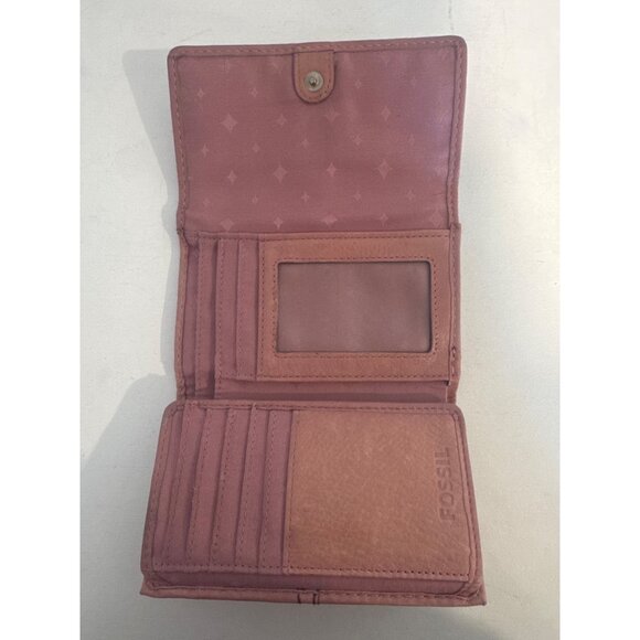 Vintage Fossil Womens Wallet RARE Pink Leather Maddox Trifold Classic Pebbled - Picture 2 of 12